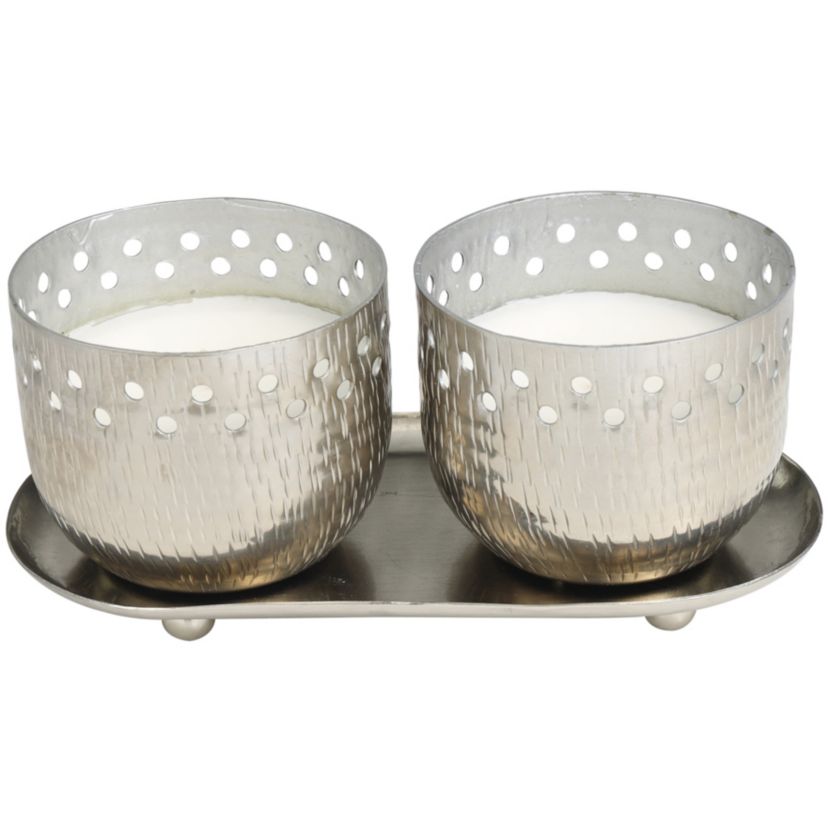 Modern Metal Candle - Set of 2
