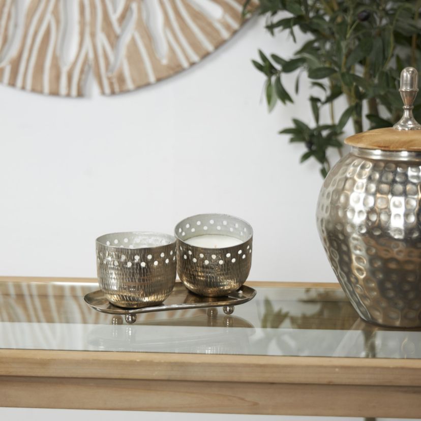 Modern Metal Candle - Set of 2