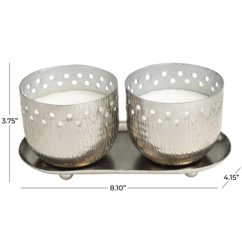 Modern Metal Candle - Set of 2