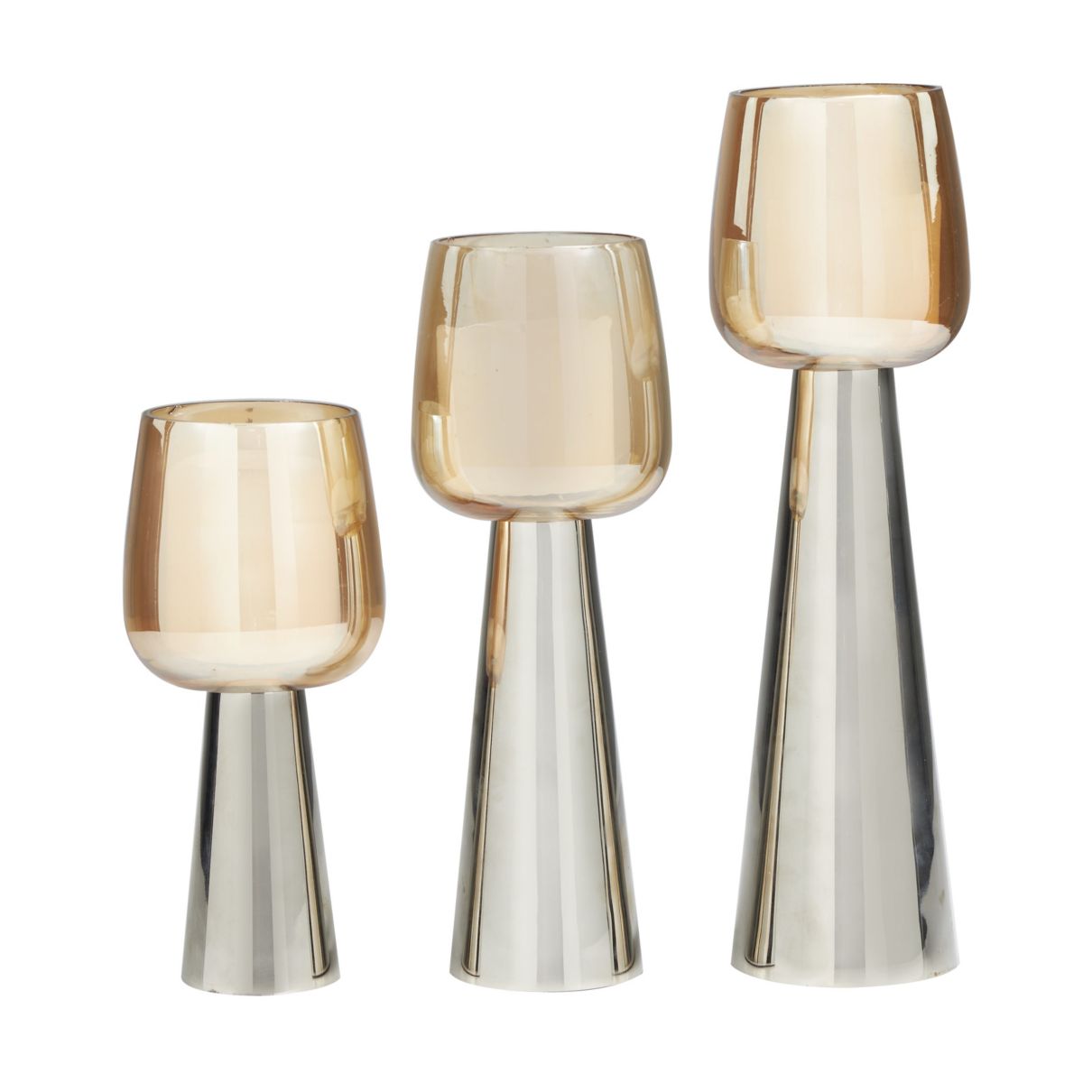 Contemporary Stainless Steel Candle Holder - Set of 3