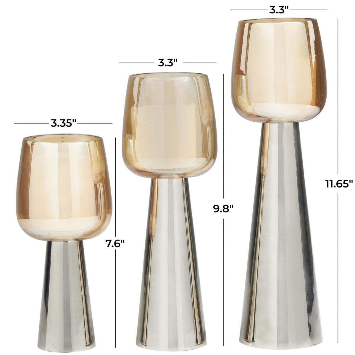 Contemporary Stainless Steel Candle Holder - Set of 3