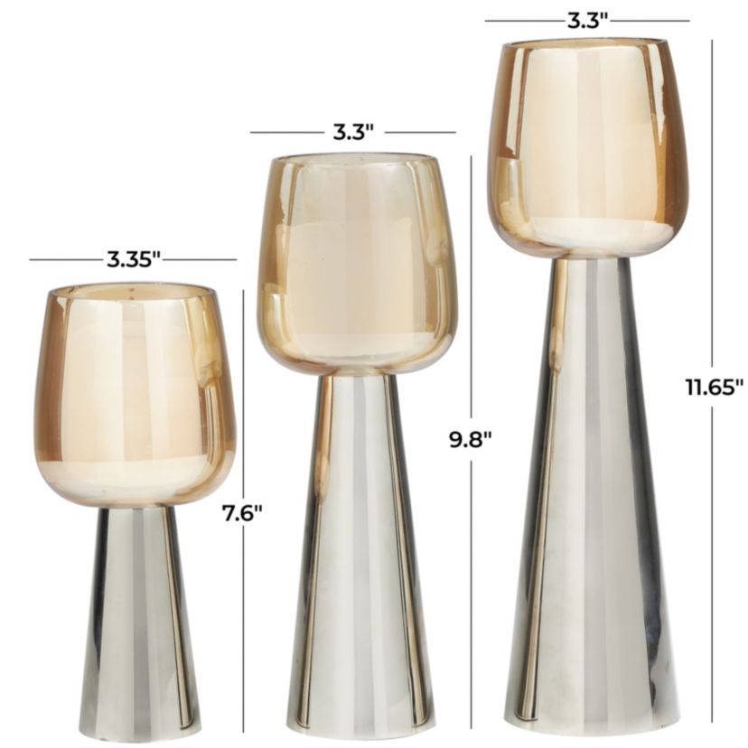 Contemporary Stainless Steel Candle Holder - Set of 3