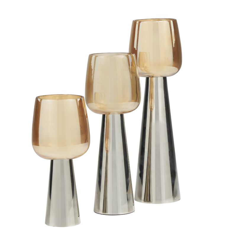 Contemporary Stainless Steel Candle Holder - Set of 3