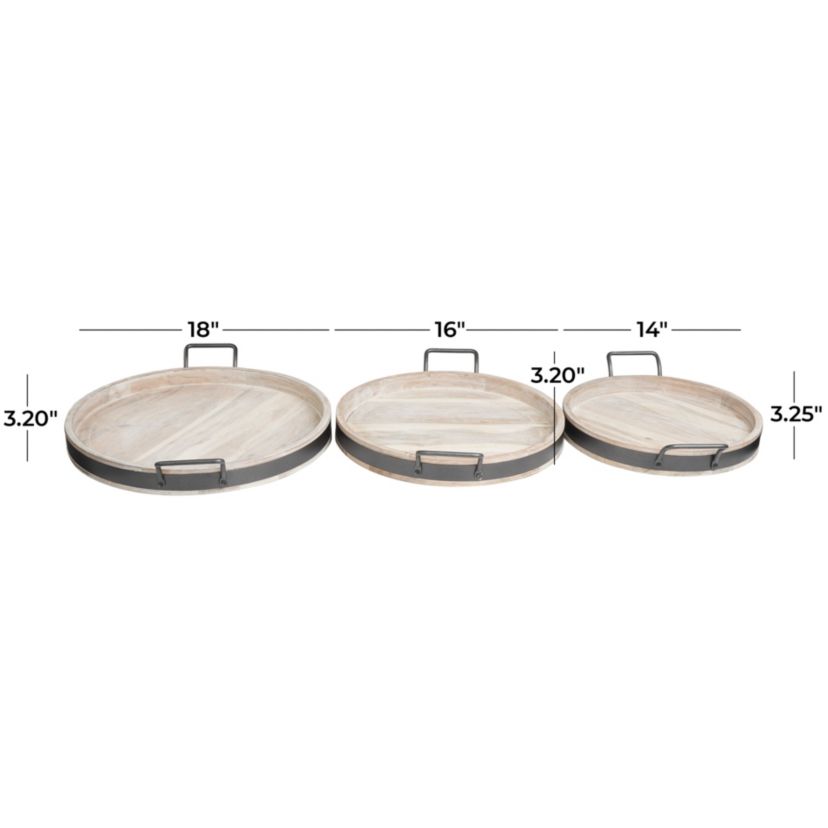 Modern Mango Wood Tray - Set of 3