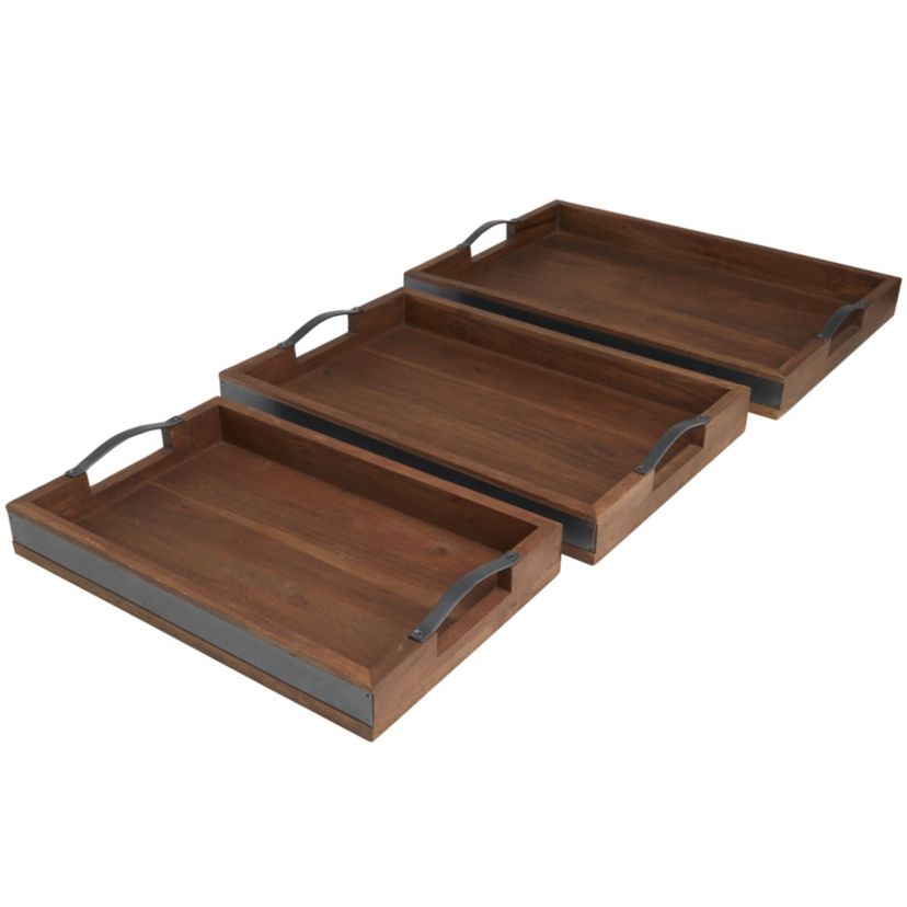 Modern Mango Wood Tray - Set of 3