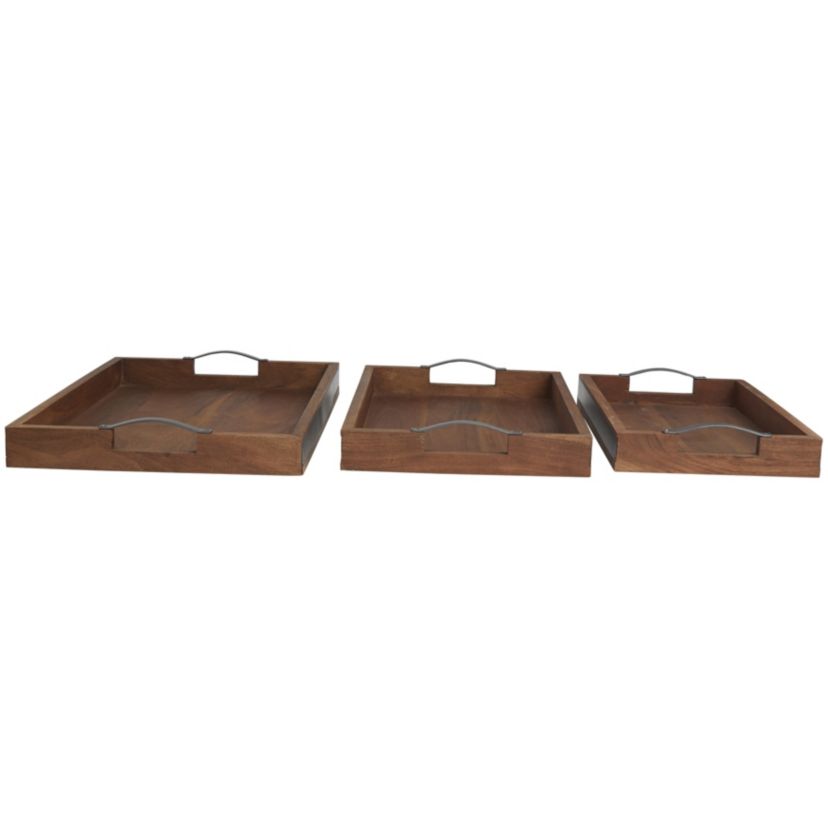 Modern Mango Wood Tray - Set of 3