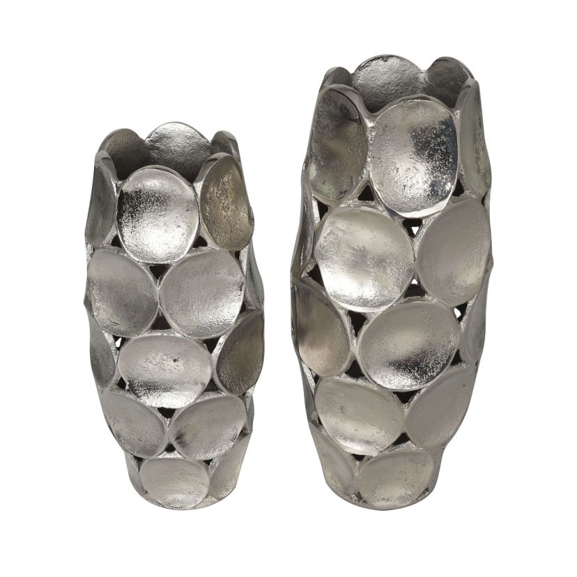 Contemporary Aluminum Metal Vase - Set of 2