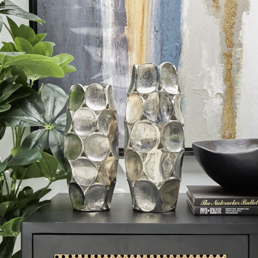Contemporary Aluminum Metal Vase - Set of 2