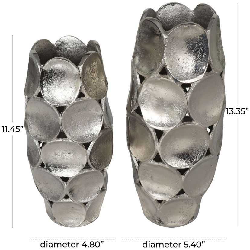 Contemporary Aluminum Metal Vase - Set of 2