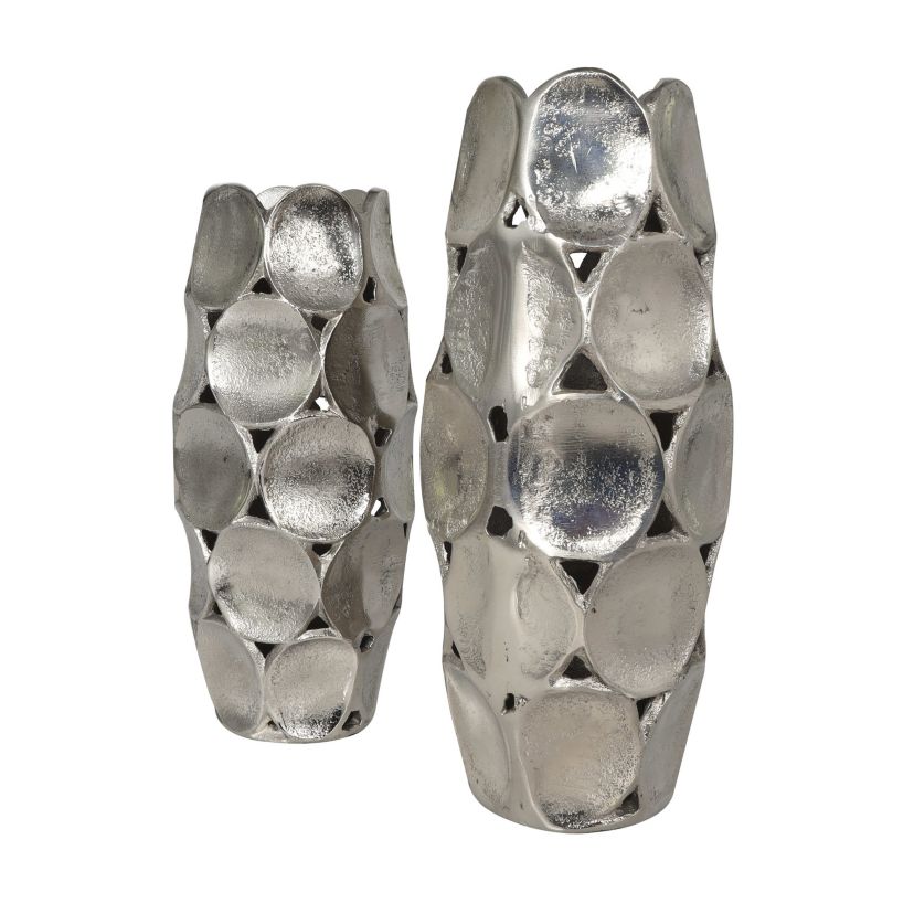 Contemporary Aluminum Metal Vase - Set of 2