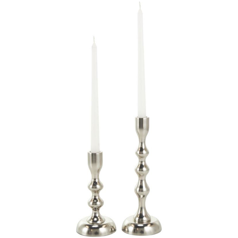 Contemporary Aluminum Metal Candle Holder - Set of 2
