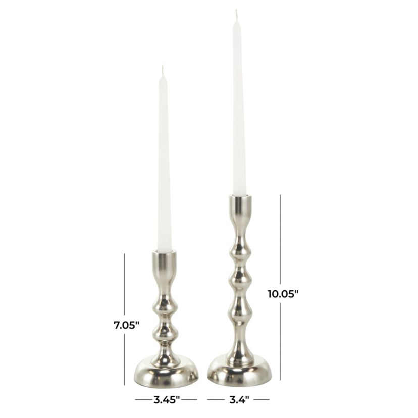Contemporary Aluminum Metal Candle Holder - Set of 2