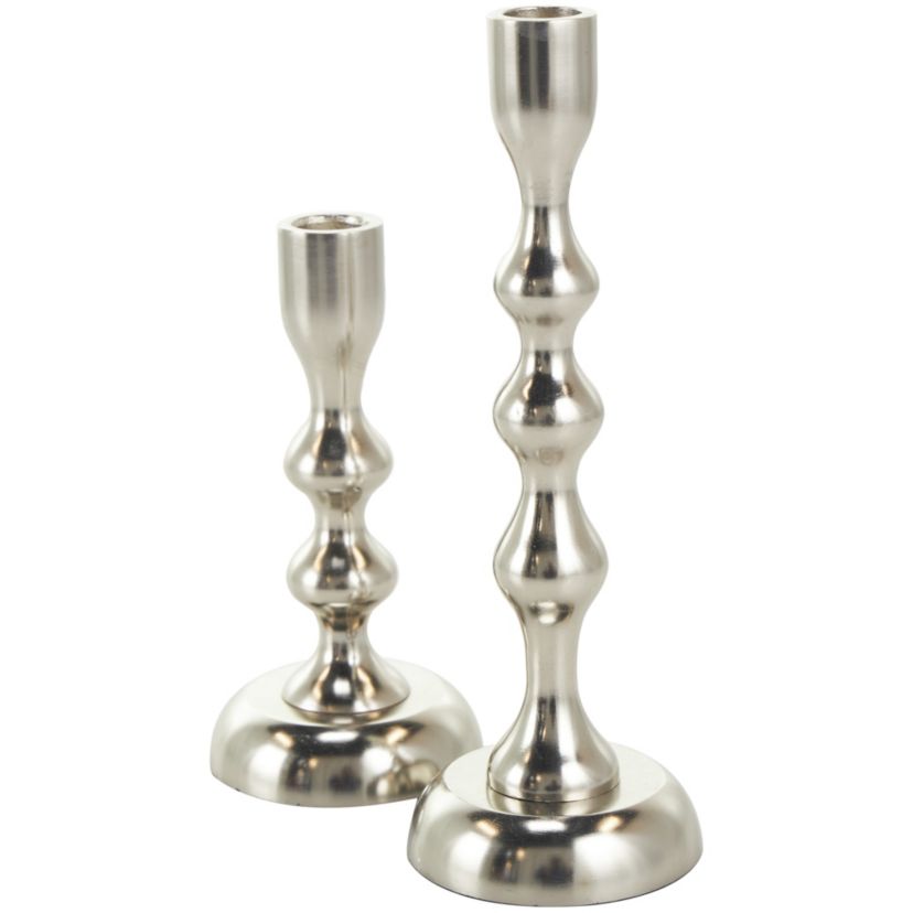 Contemporary Aluminum Metal Candle Holder - Set of 2