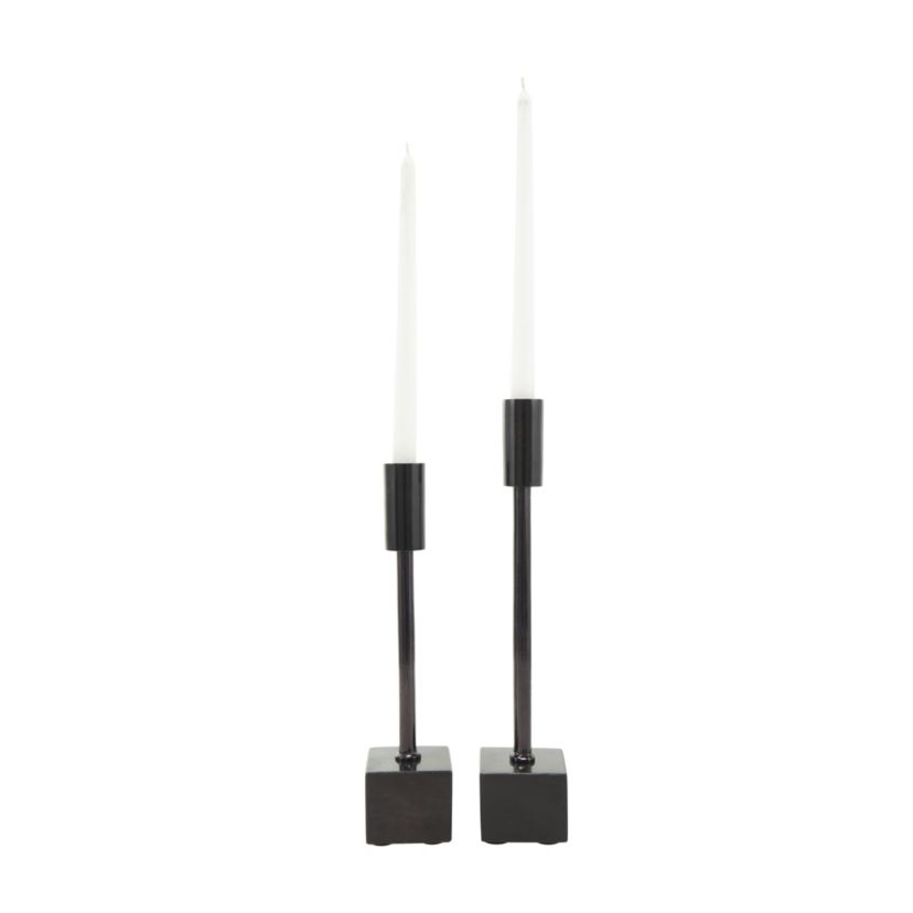 Modern Aluminum Metal Candle Holder - Set of 2