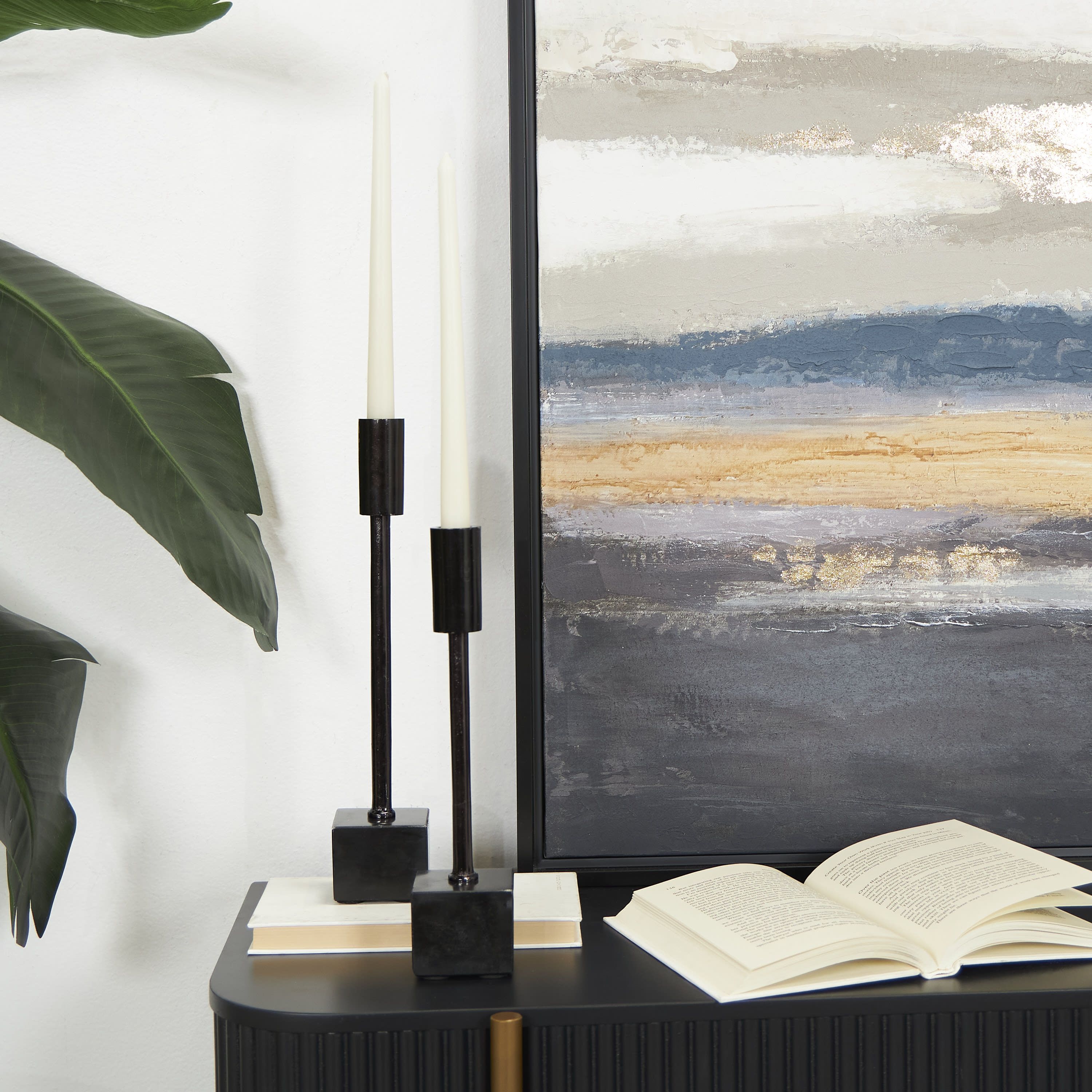 Modern Aluminum Metal Candle Holder - Set of 2
