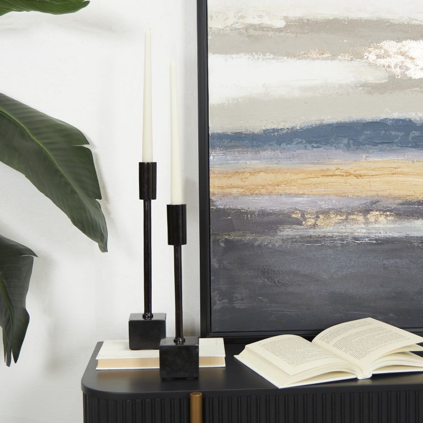 Modern Aluminum Metal Candle Holder - Set of 2