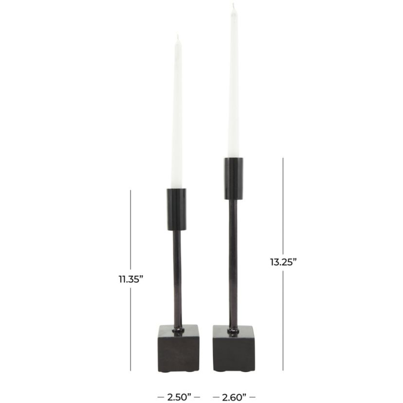 Modern Aluminum Metal Candle Holder - Set of 2