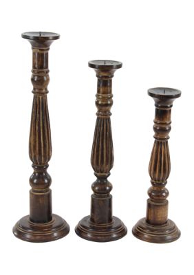 Traditional Mango Wood Candle Holder - Set of 3