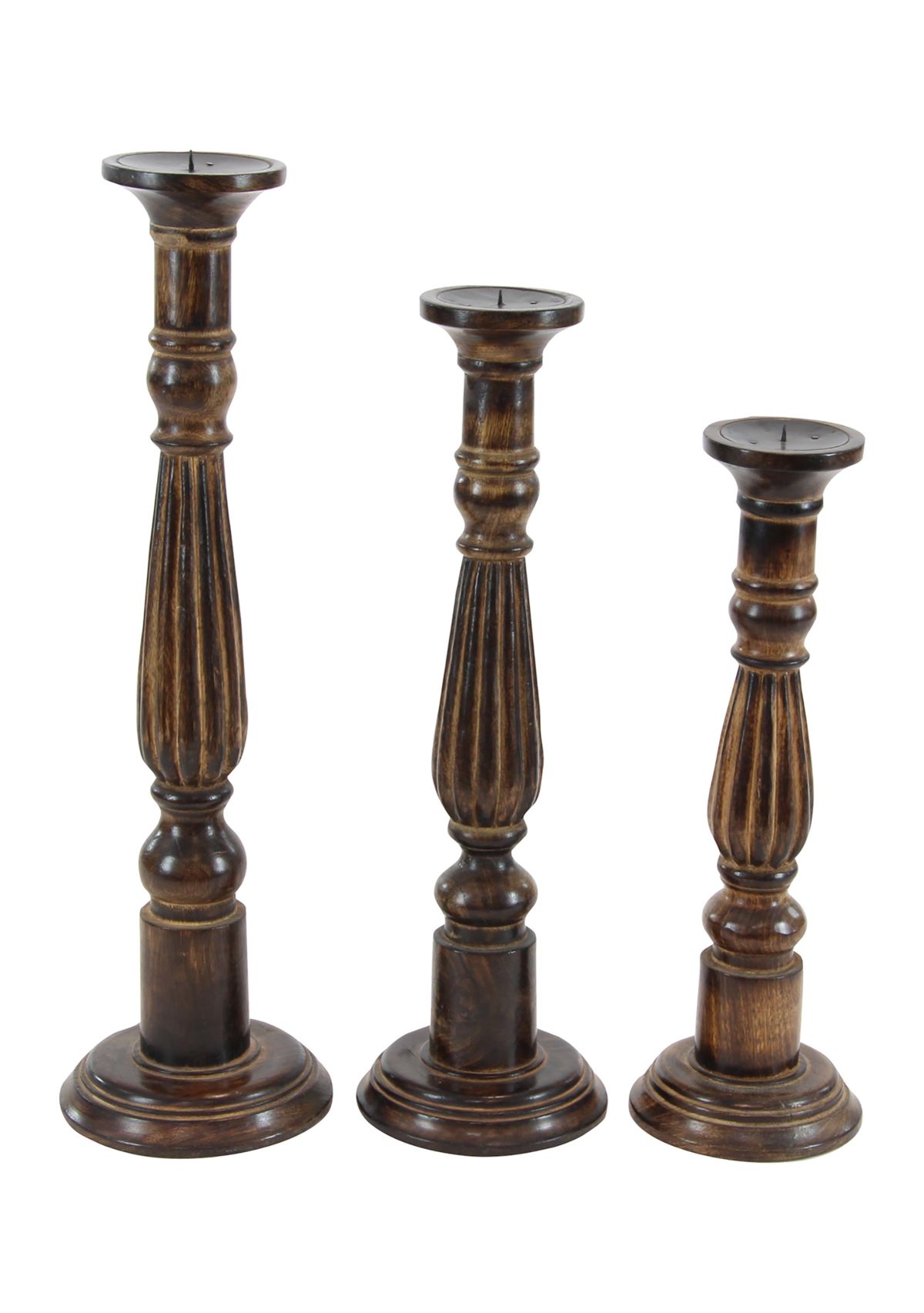 Traditional Mango Wood Candle Holder - Set of 3