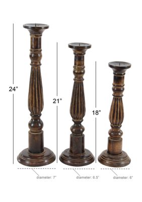 Traditional Mango Wood Candle Holder - Set of 3