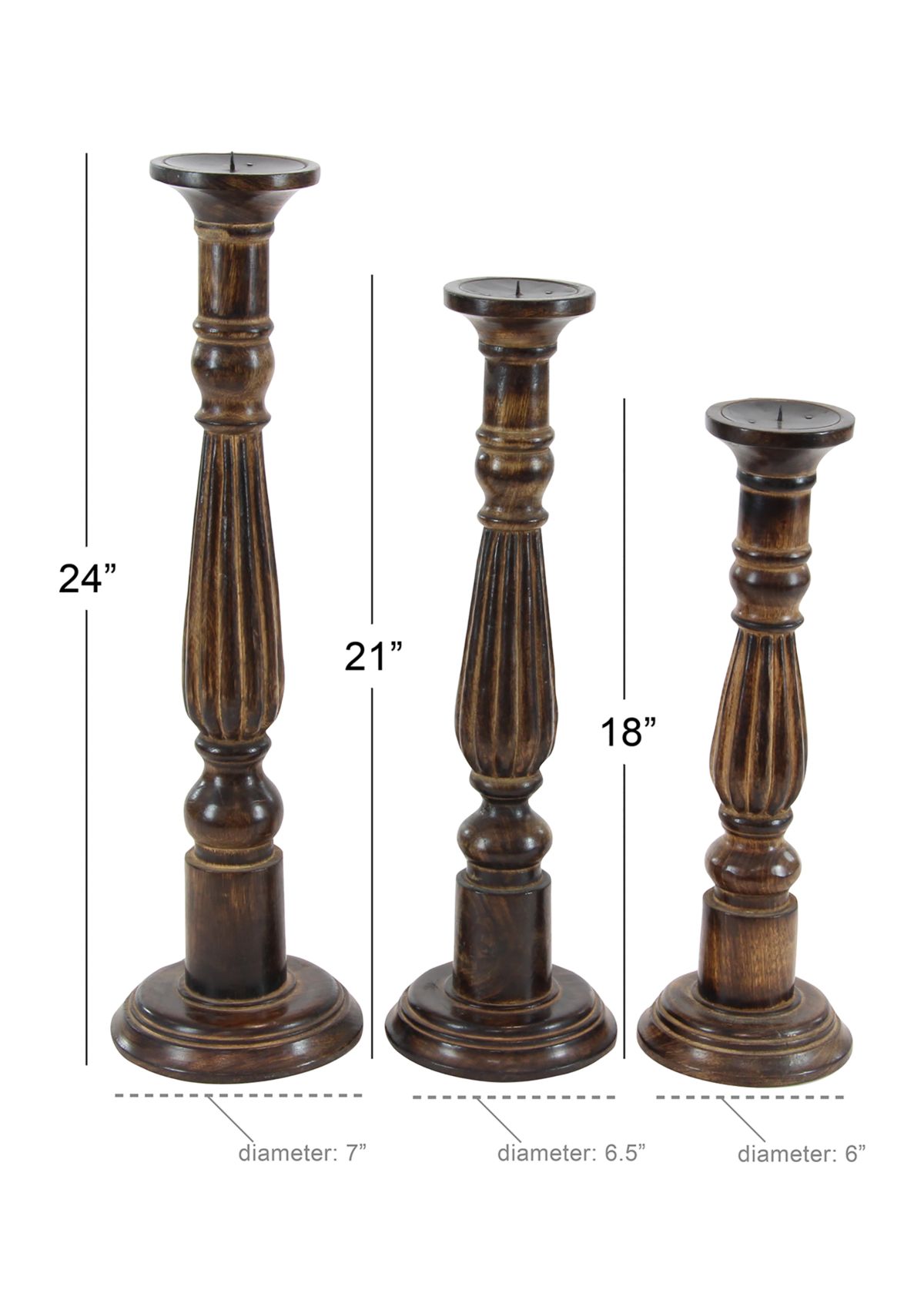 Traditional Mango Wood Candle Holder - Set of 3