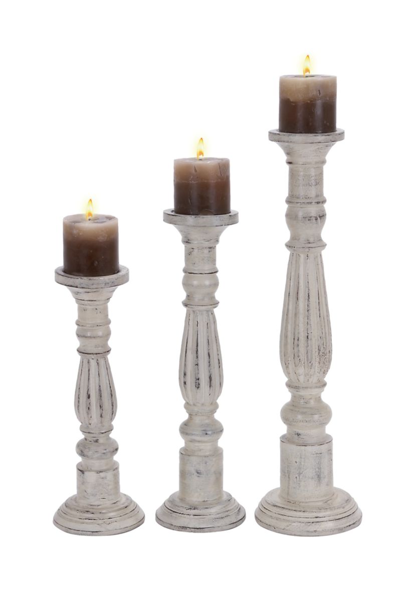 Traditional Mango Wood Candle Holder - Set of 3