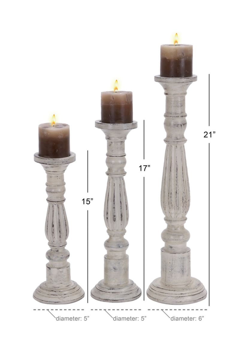 Traditional Mango Wood Candle Holder - Set of 3
