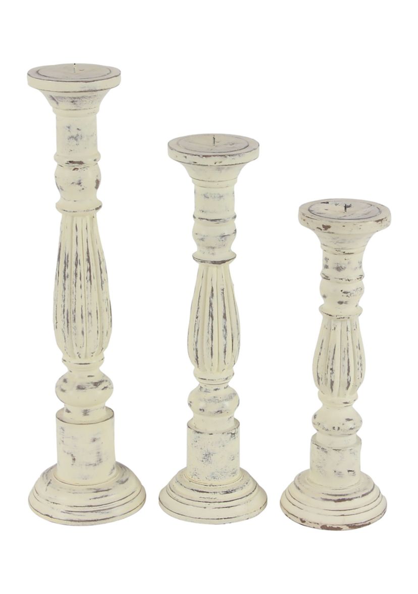 Traditional Mango Wood Candle Holder - Set of 3