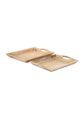 Traditional Wooden Tray - Set of 2
