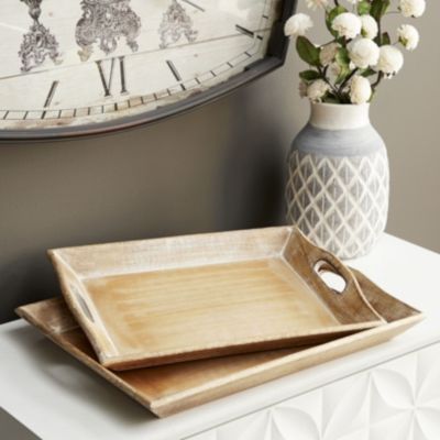 Traditional Wooden Tray - Set of 2