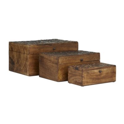 Rustic Mango Wood Box - Set of 3