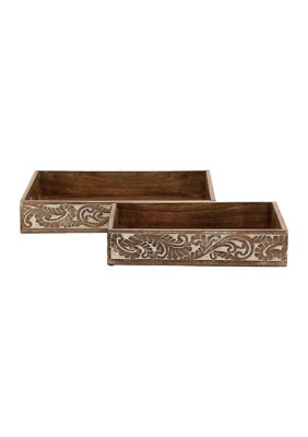 Traditional Mango Wood Tray - Set of 2