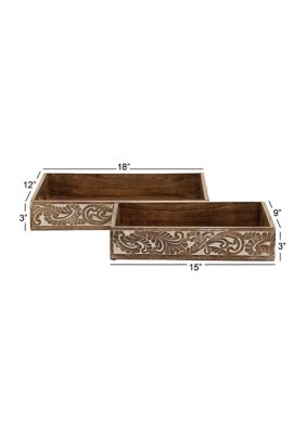 Traditional Mango Wood Tray - Set of 2