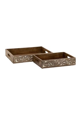 Traditional Mango Wood Tray - Set of 2