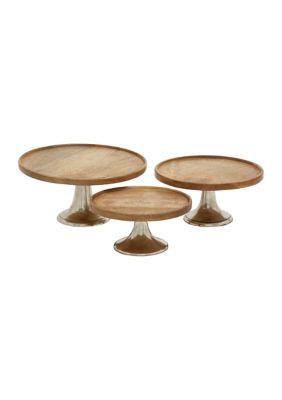 Modern Mango Wood Cake Stand - Set of 3