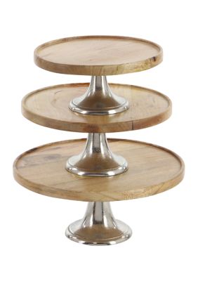 Modern Mango Wood Cake Stand - Set of 3