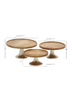 Modern Mango Wood Cake Stand - Set of 3