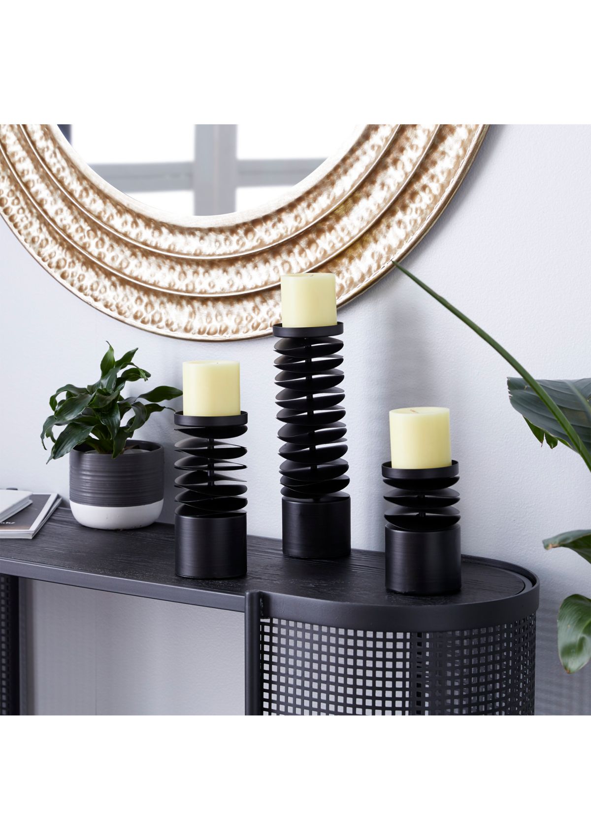 Contemporary Metal Candle Holder - Set of 3