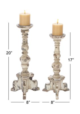 Vintage Wood Candle Holder - Set of 2
