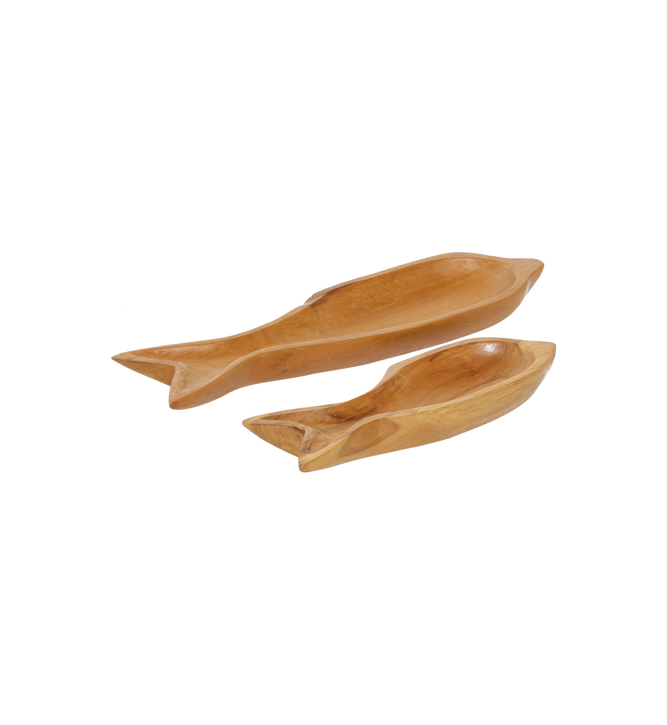 Coastal Teak Wood Tray - Set of 2