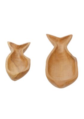 Coastal Teak Wood Tray - Set of 2