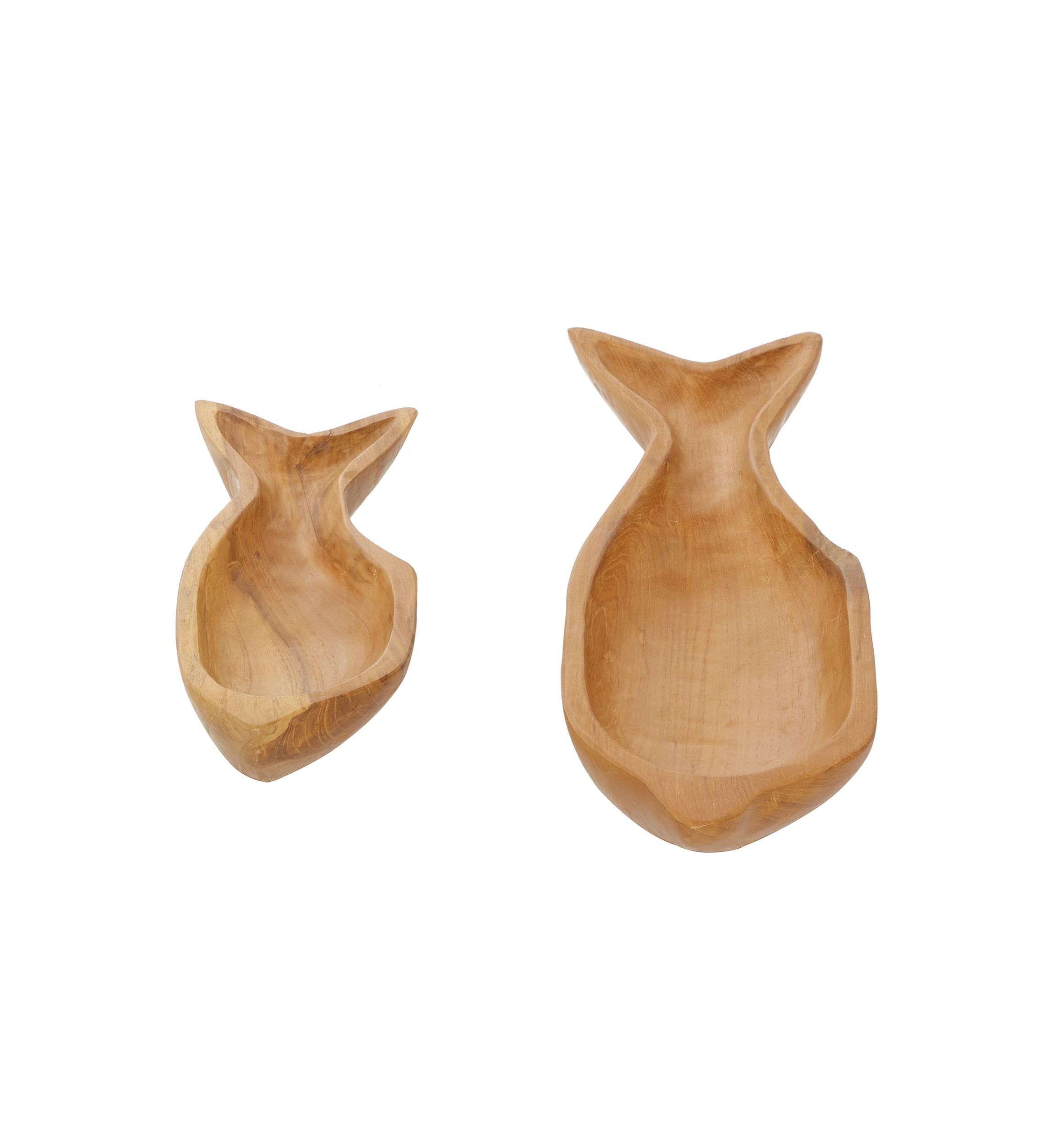 Coastal Teak Wood Tray - Set of 2