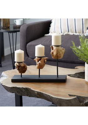 Bohemian Teak Wood Candle Holder