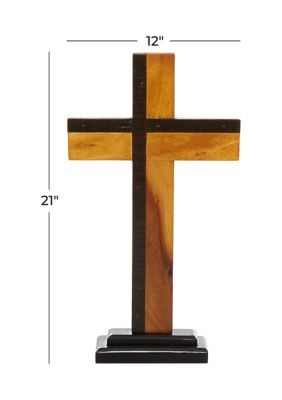 Wood Natural Cross Sculpture