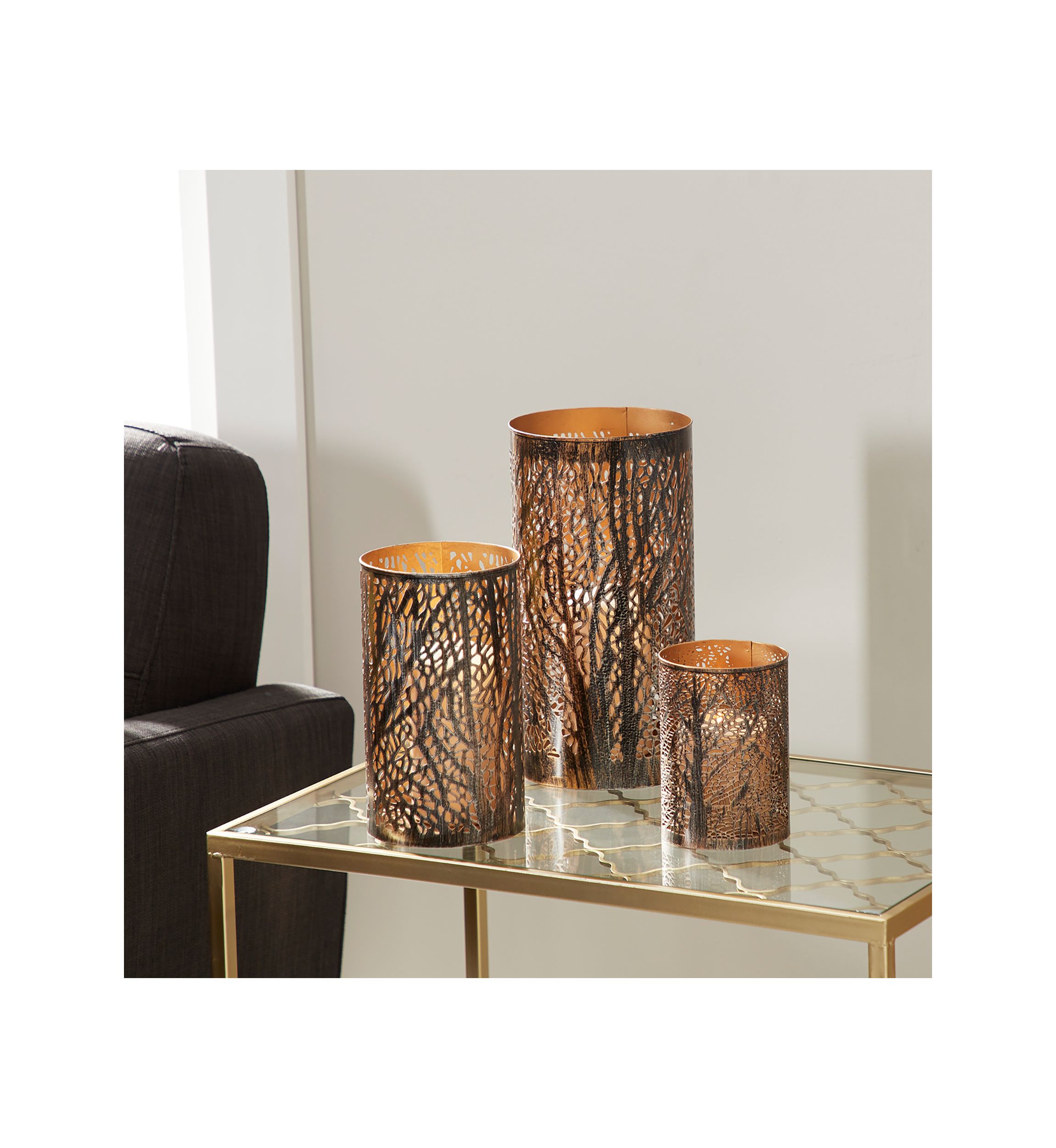 Eclectic Metal Candle Lantern - Set of 3