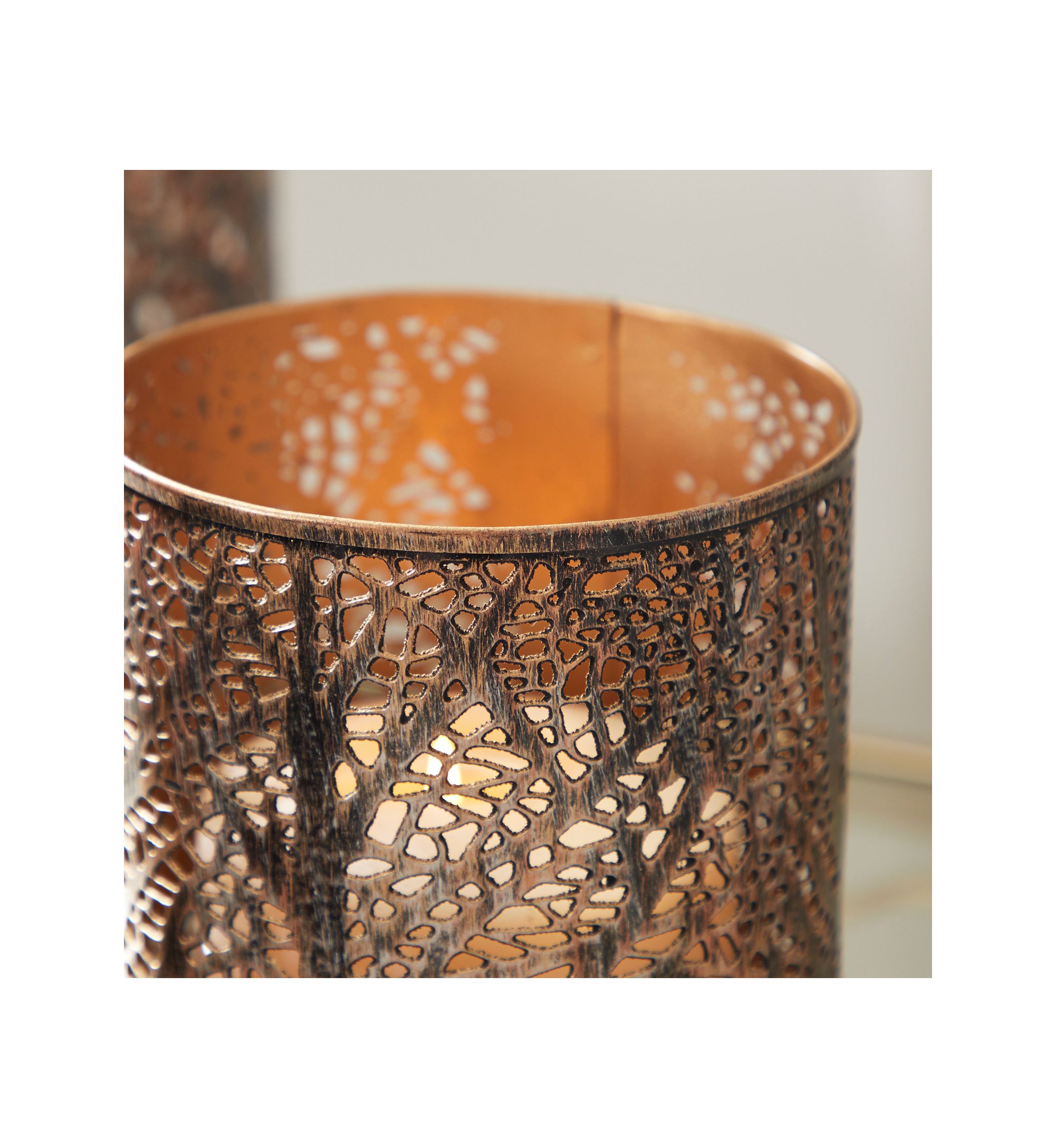 Eclectic Metal Candle Lantern - Set of 3