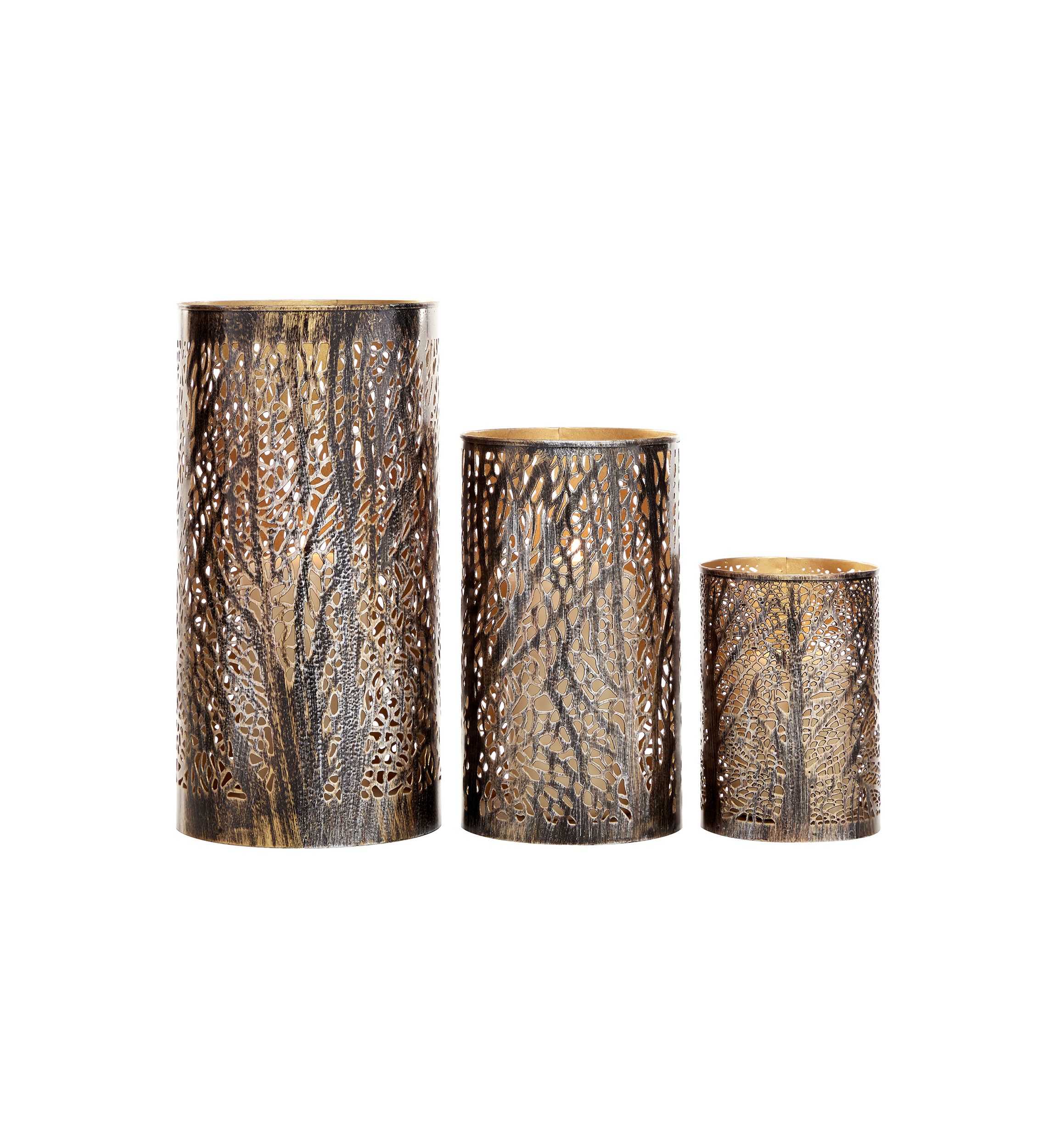 Eclectic Metal Candle Lantern - Set of 3
