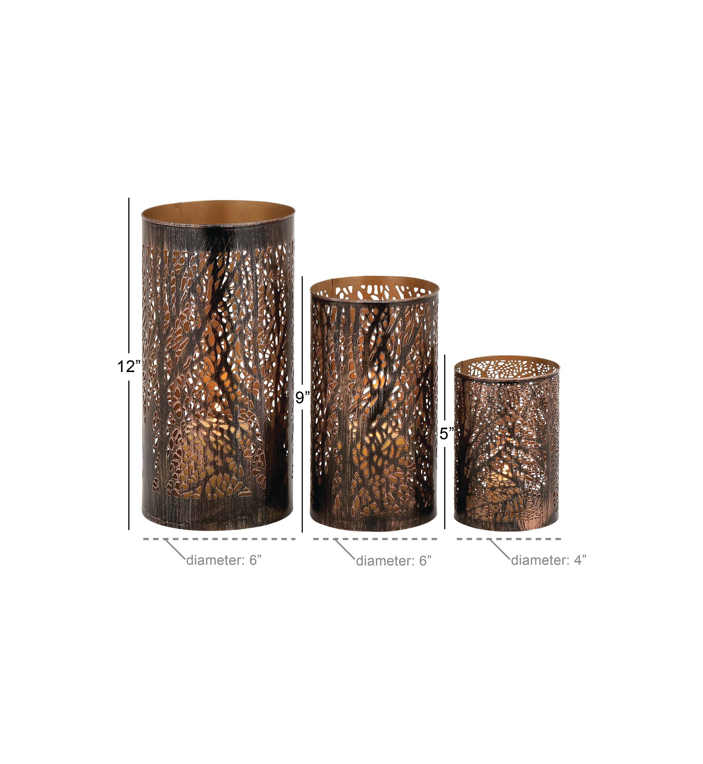 Eclectic Metal Candle Lantern - Set of 3