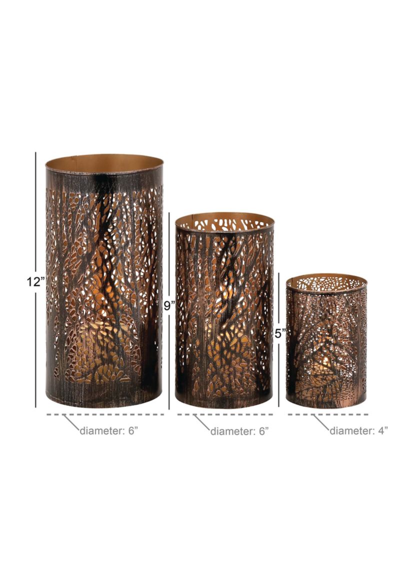Eclectic Metal Candle Lantern - Set of 3