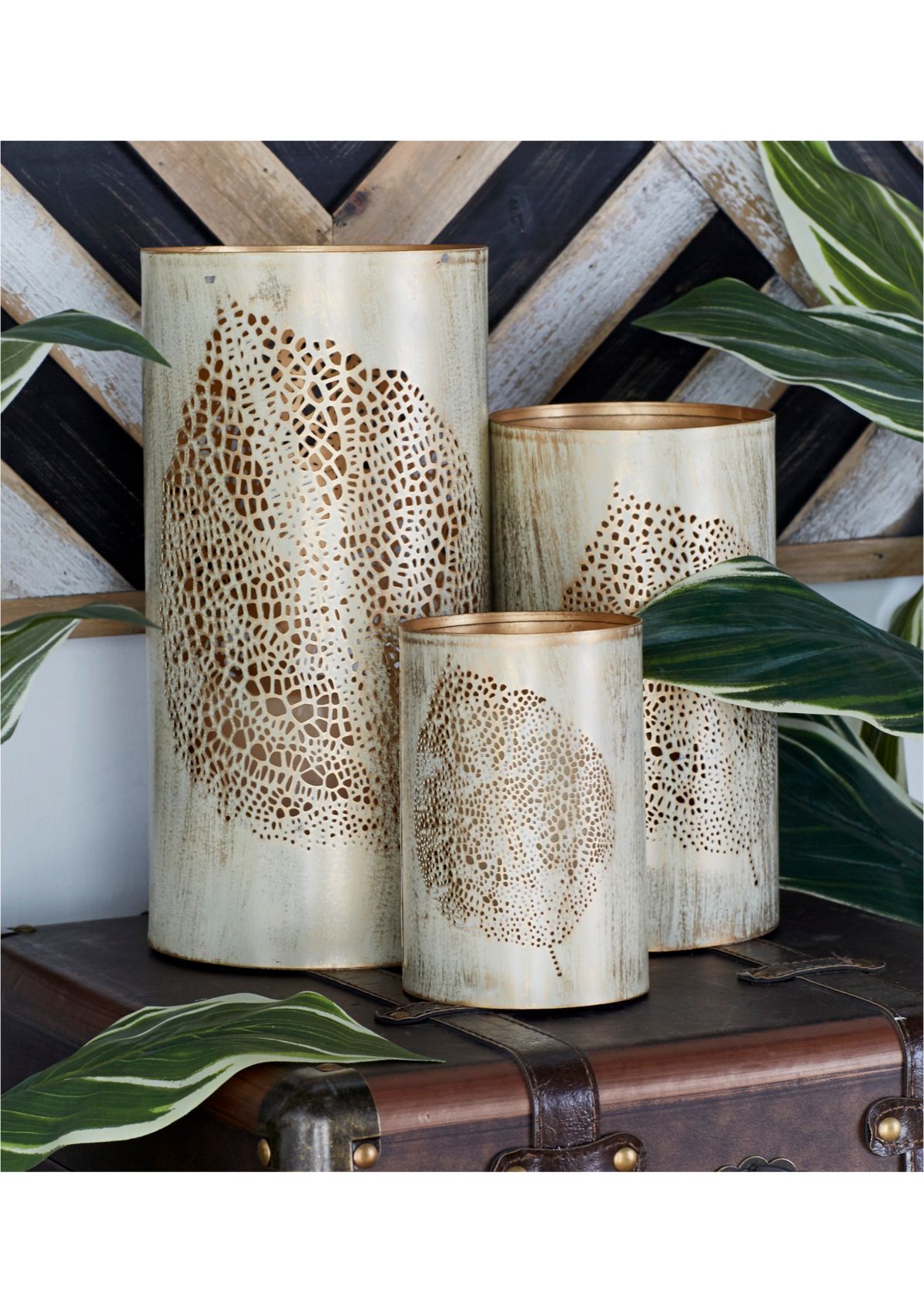 Eclectic Metal Candle Lantern - Set of 3